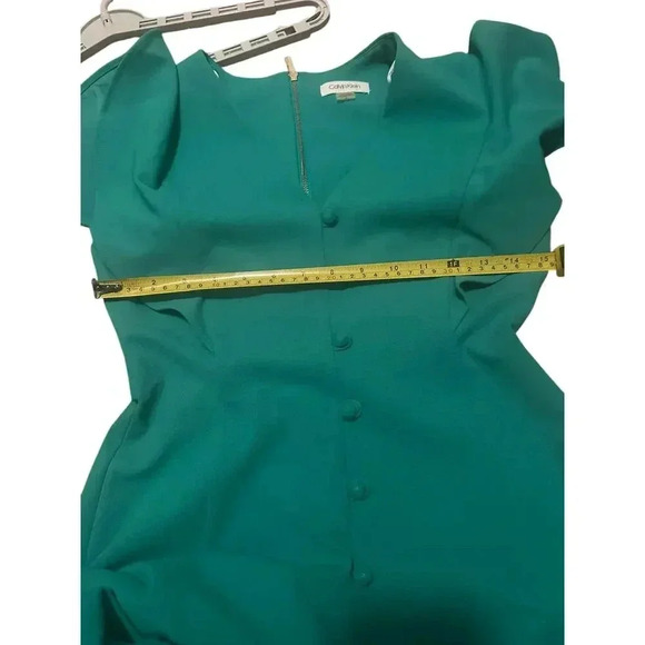 Calvin Klein Women's Flutter Sleeve V-Neck Midi with Button Front Detail Dress - Picture 7 of 8